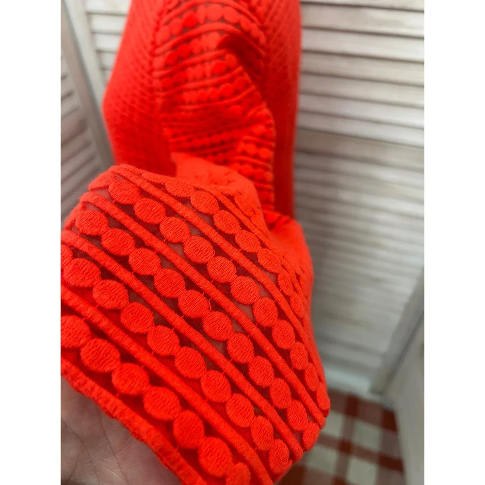 Kate Spade Shift Dress 8 Orange Textured Eyelet Mod Preppy Workwear